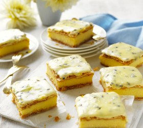 Classic Vanilla Slice with Passionfruit Icing