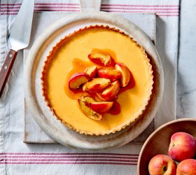 Spiced Custard Tart with Roasted Peaches