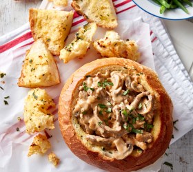 Beef Stroganoff in Garlic Cob Loaf "The Cobanoff"