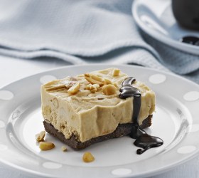 Frozen Choc-Peanut Butter Slice with Brown Sugar Chocolate Sauce