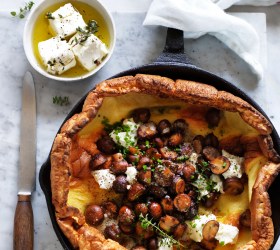 Garlic Mushroom and Chives Dutch Baby