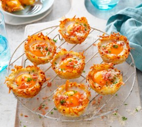 Hash brown ham and egg nests