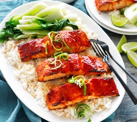 Honey Sriracha Salmon with Sesame Rice