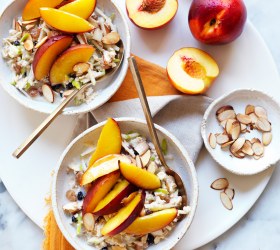Overnight summer oats with roasted nectarines