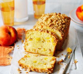 Peach, coconut and hazelnut loaf
