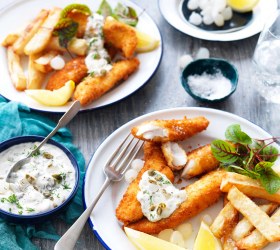 Crumbed Fish and Chips with Tangy Tartare Sauce