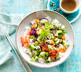 Avocado and Salmon Poke Bowl