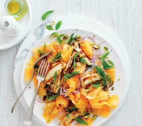 Rockmelon 'Carpaccio' and Haloumi Salad