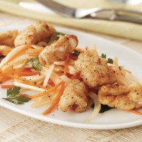 Salt & pepper squid with fennel & carrot salad