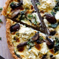 Spinach, ricotta and mushroom quiche