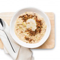 Date and Apple Oatmeal with Coconut Granola Topping