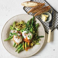 Eggspert Eggs on Sauteed Greens with Pancetta and Pine Nuts