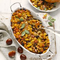 Chestnut, cranberry and bacon stuffing