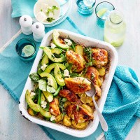 Chicken, Avocado and Crunchy Potato Tray Bake