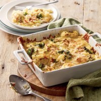 Cheesy Chicken, Cauliflower and Broccoli Rice Bake