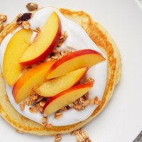 Coconut Yoghurt, Granola and Nectarine Pancake
