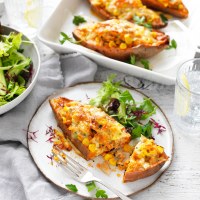 Corn and Tuna Sweet Potatoes