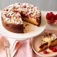 Custard Cake with Raspberries