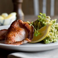 Crispy Bacon with Smashed Avocado, Feta and Mint