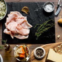 Ploughman's Platter with Pickled Vegetables, Onion Relish and Manchego