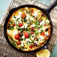 Chorizo, Tomato and Feta Pan Omelette