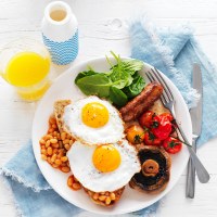 Healthy Big Breakfast with Fried Eggs