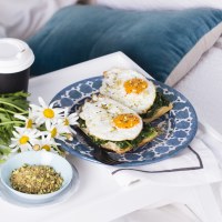 Fried Eggs with Pistachio Dukkah
