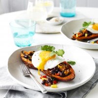 Mexican Filled Sweet Potatoes with Egg