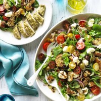 Panzanella Salad with Pesto Chicken