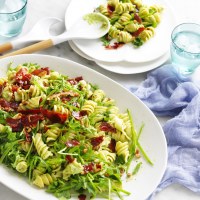 Creamy Avocado Pasta Salad with Crispy Prosciutto