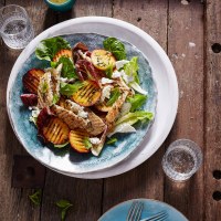 Grilled Peach and Lilydale Chicken Tenderloin Salad