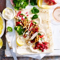 Chia Wraps with Pomegranate and Moroccan Chicken