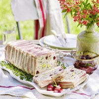 Chicken Pistachio and Cranberry Terrine with Pickled Cherries