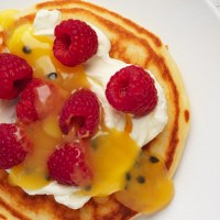 Mascarpone, Passionfruit Curd and Raspberry Pancake