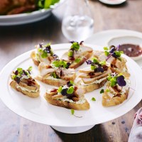 Sweet Chilli Chicken and Coriander Cream Crostini