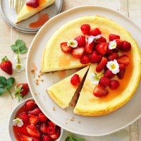 Baked Vanilla Cheesecake with Berry Compote