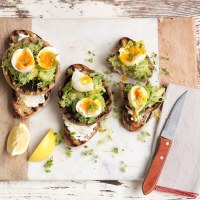 Grilled Mushroom Bruschetta with Avocado and Soft-Boiled Egg