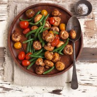 Saute Button Mushrooms and Green Beans