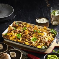 Best Ever Pork and Mushroom Nachos with Harissa and Smashed Avocado
