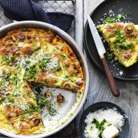Mushroom, Zucchini and Bacon Family Frittata