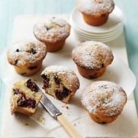 Cherry, sour cream & coconut muffins