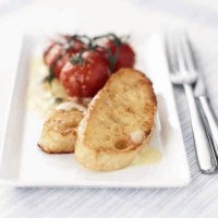 Cheesy French Toast with Sauteed Cherry Tomatoes