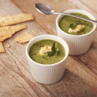 Pea, Rocket and Basil Soup with Lemon Mascarpone