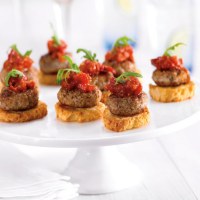 Mini Quail Meatballs On Crostini