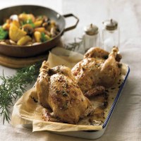 Whole Roasted Spatchcock with Rosemary and Thyme Pomme Salardaise
