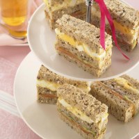 Egg, Smoked Salmon and Cucumber Double Decker Sandwiches