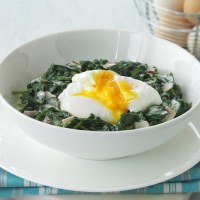 Poached Eggs and Creamy Spinach Dip