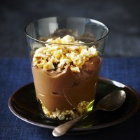 Chocolate Pots with Crushed Caramel Peanut Popcorn