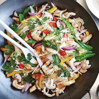 Teriyaki Chicken Stir fry with Mixed Mushrooms & Snow Peas