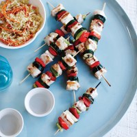 Glazed Chicken Skewers with Asian Coleslaw
